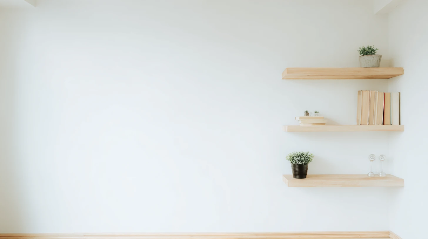 Bright wall shelf background